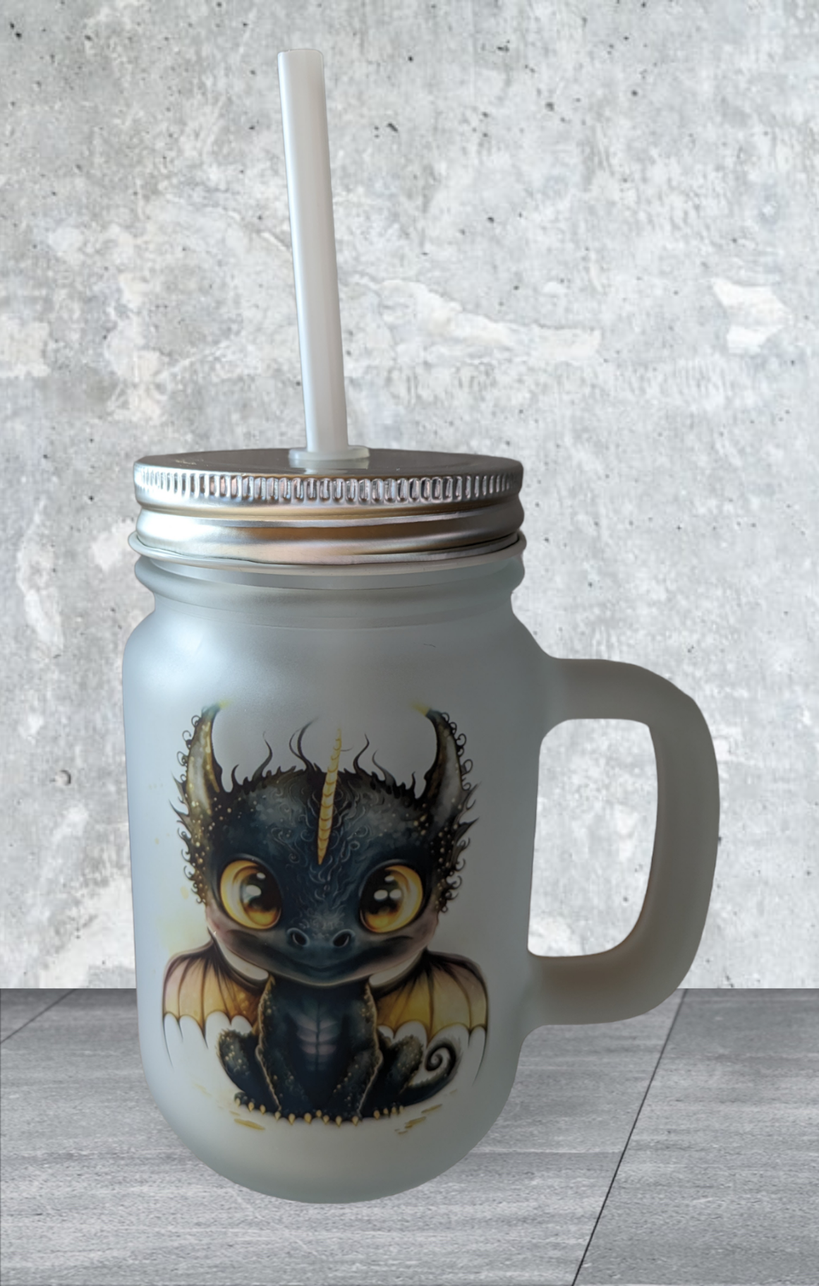 Henkelglas 400ml - Drache schwarz