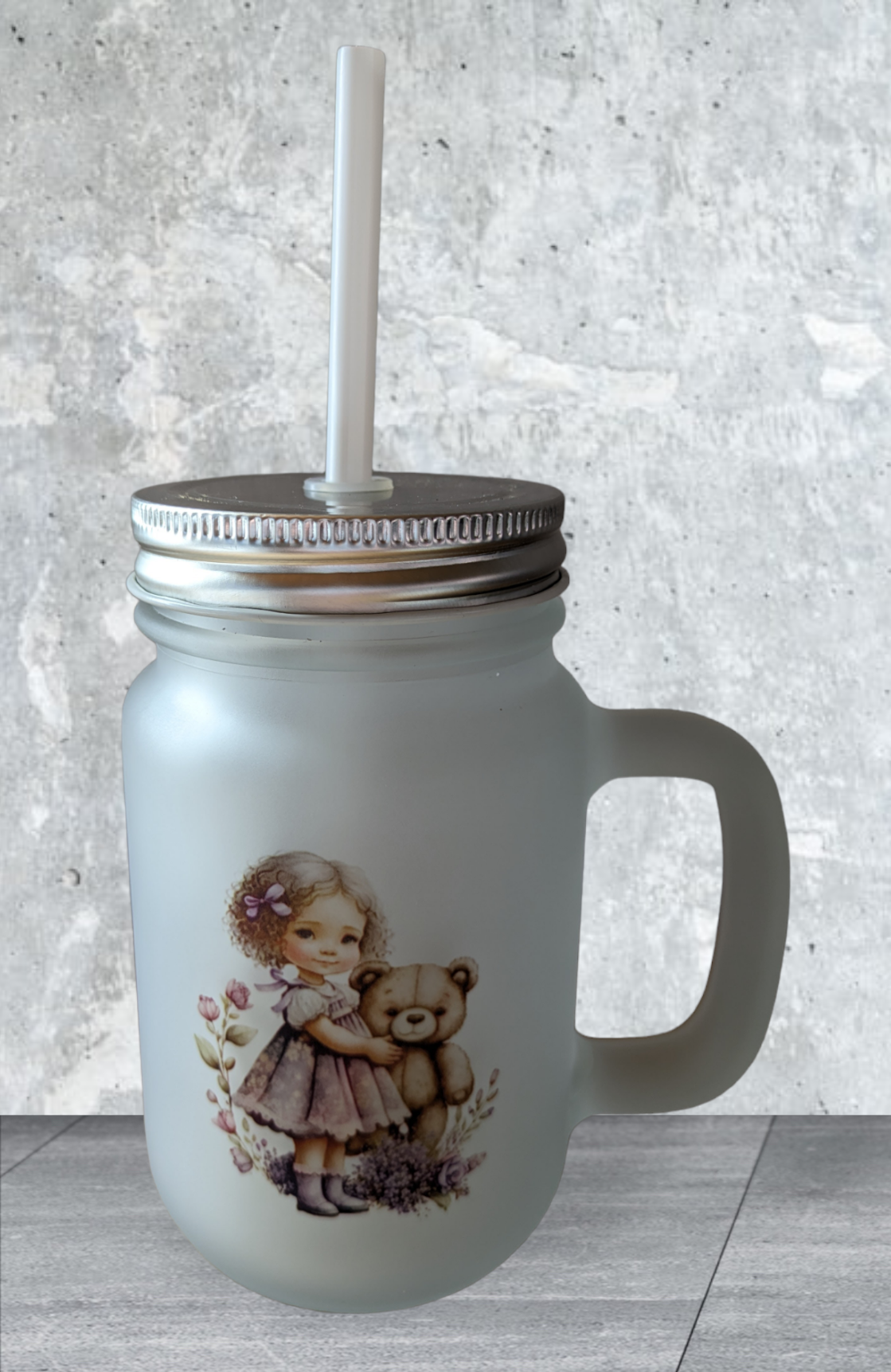 Henkelglas 400ml - Mädchen mit Teddy