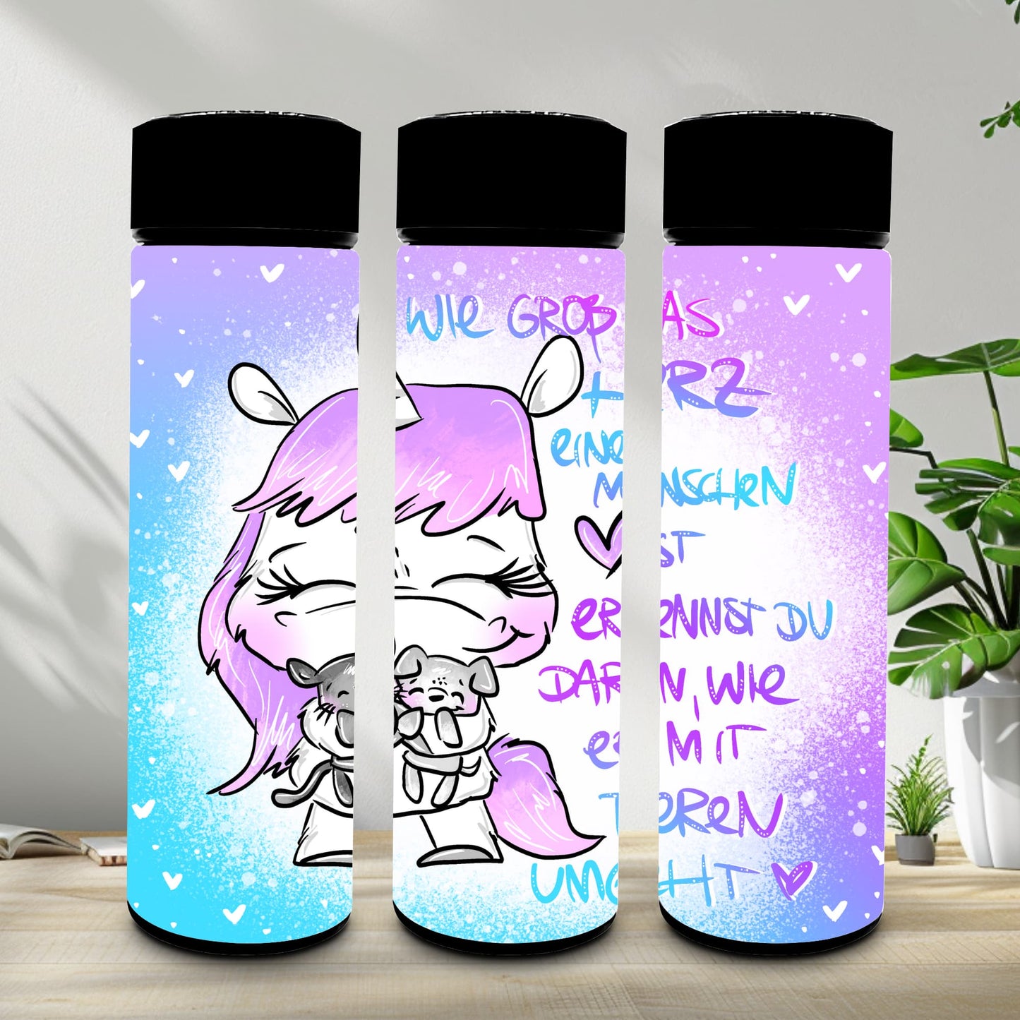 Thermobecher 590ml 2Deckel "Herz für Tiere"