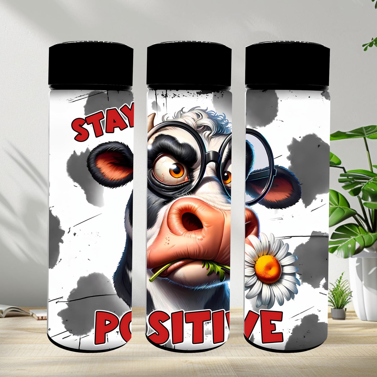 Thermobecher 590ml 2Deckel "Cow - Stay positive"