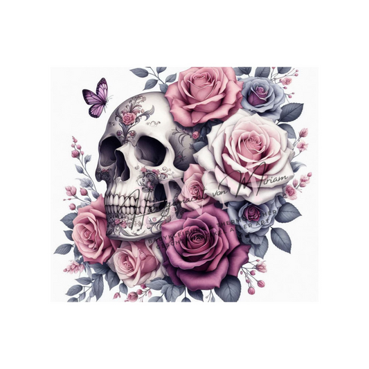 Thermobecher 590ml 2Deckel "Skull Blumen"