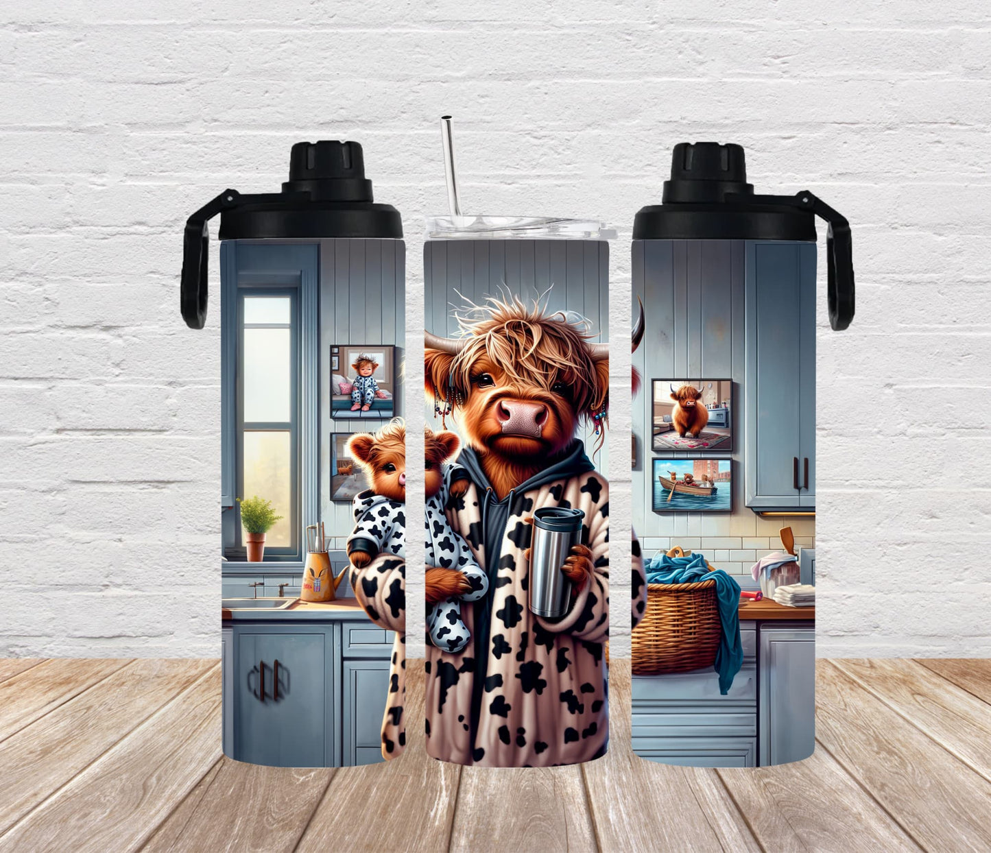Thermobecher 590ml 2Deckel "Cow Mom"