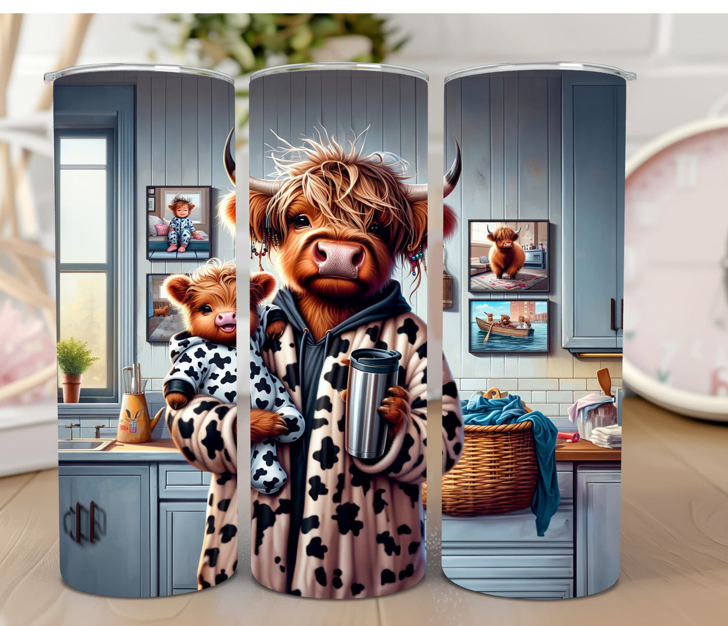 Thermobecher 590ml 2Deckel "Cow Mom"
