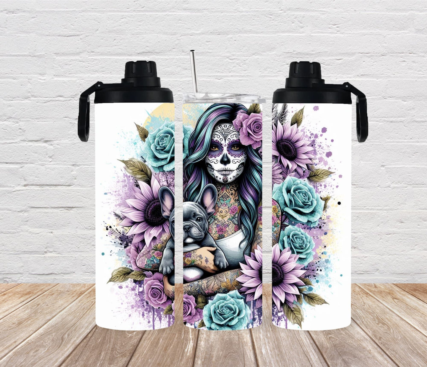 Thermobecher 590ml 2Deckel "La Catrina Frenchie"