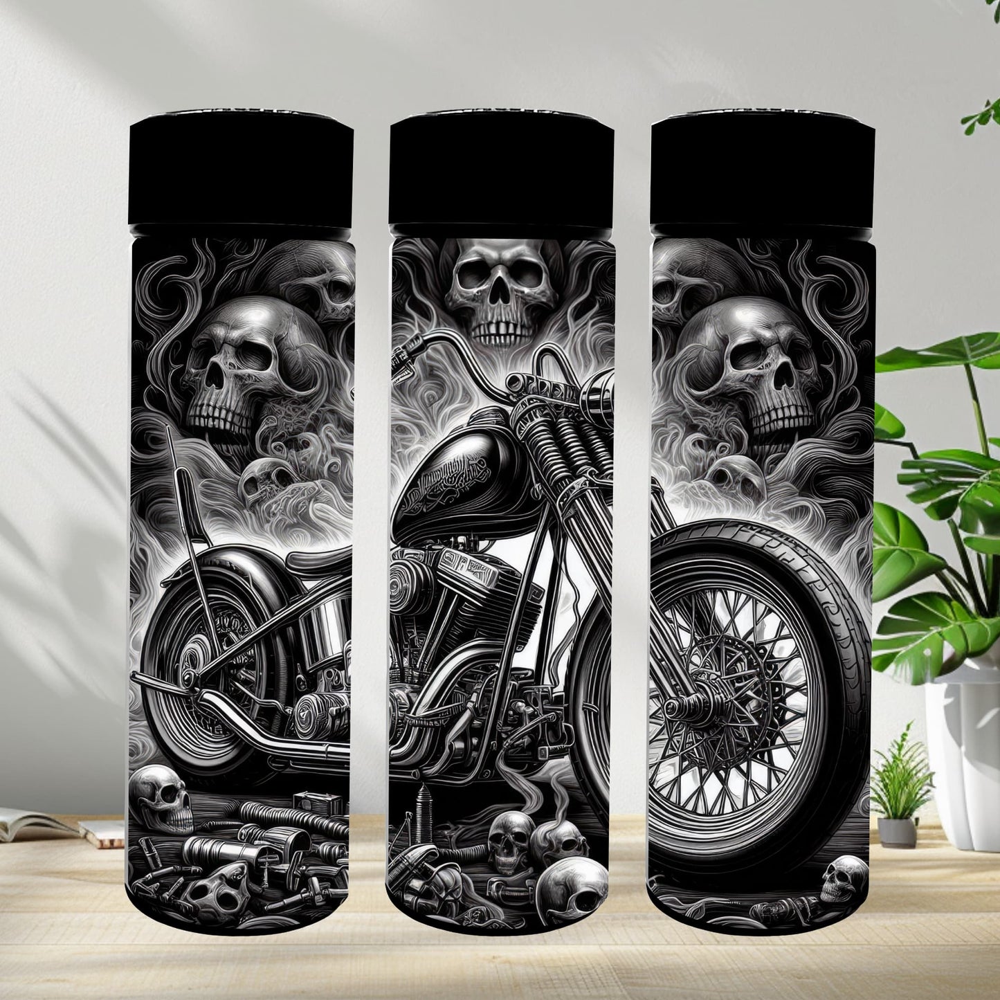 Thermobecher 590ml 2Deckel "Motorrad Skull"