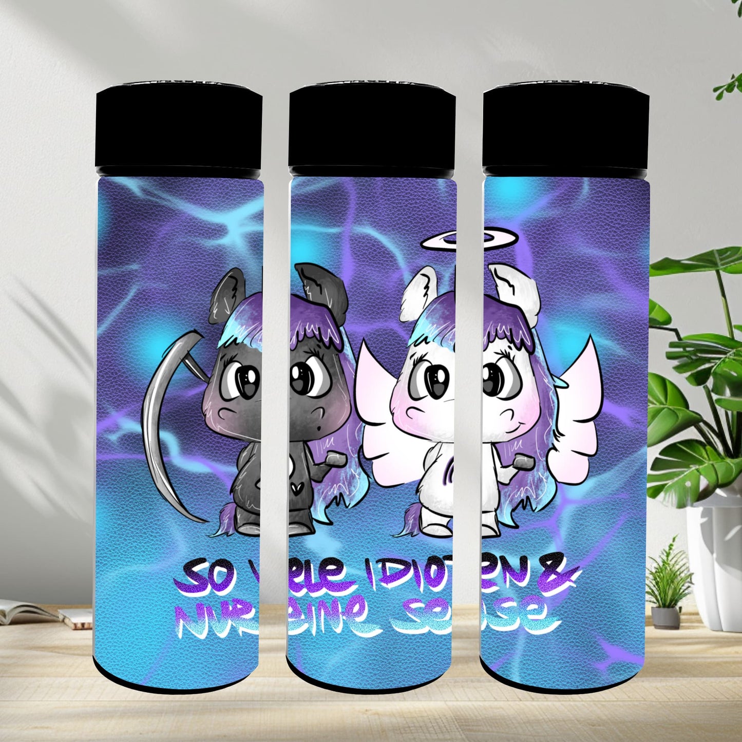 Thermobecher 590ml 2Deckel "Idioten"