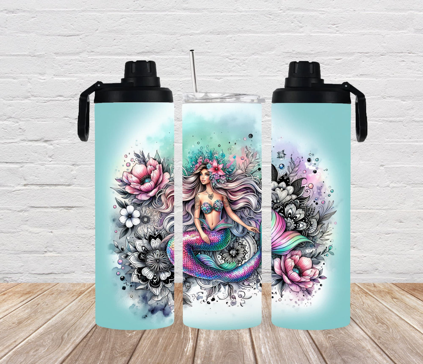 Thermobecher 590ml 2Deckel "Mermaid"