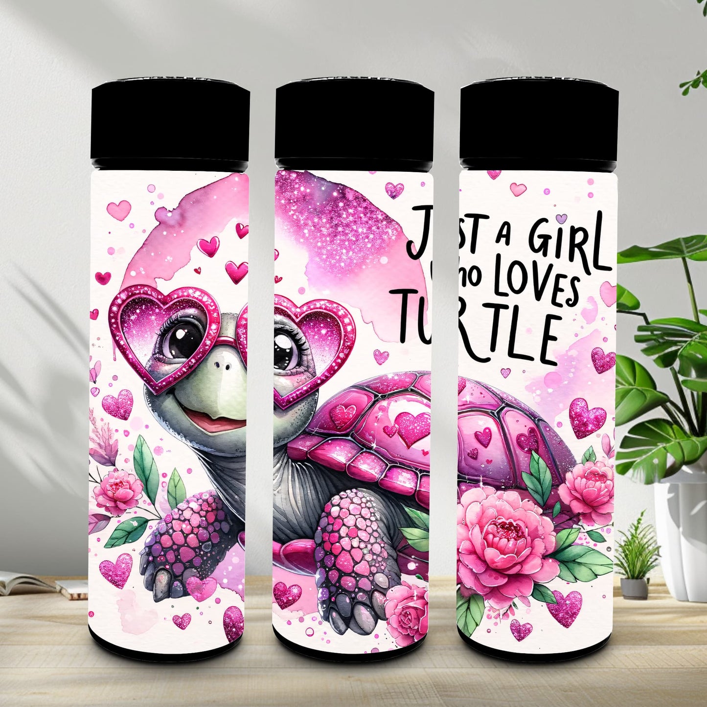 Thermobecher 590ml 2Deckel "Girl loves turtle"