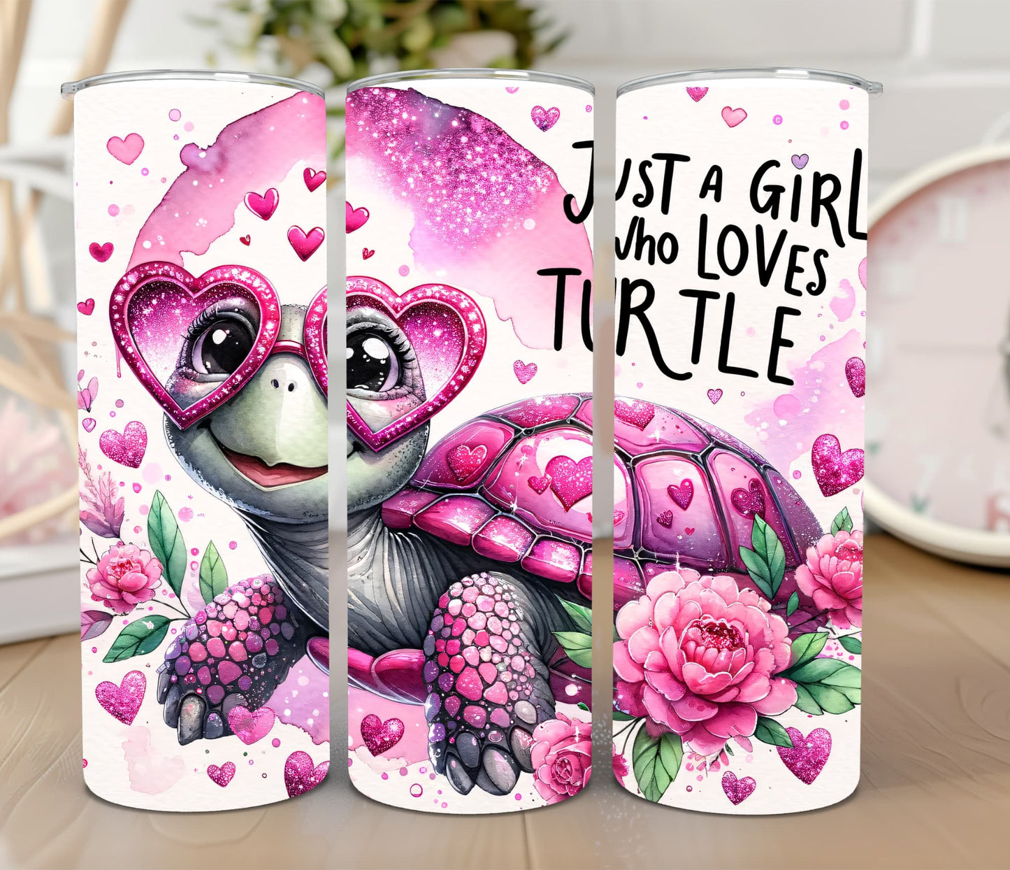 Thermobecher 590ml 2Deckel "Girl loves turtle"