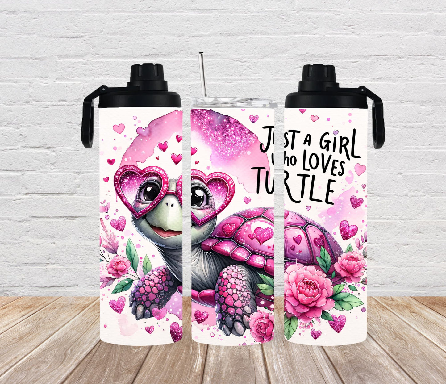 Thermobecher 590ml 2Deckel "Girl loves turtle"
